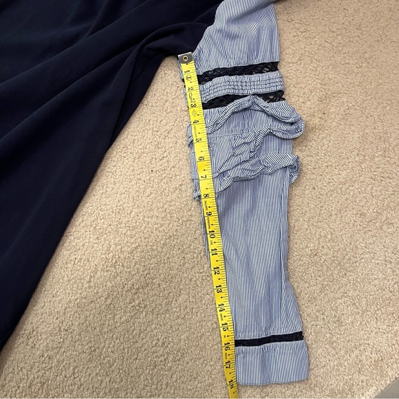 Crown & Ivy Navy and Light Gray Ruffle Long Sleeve Dress S - Picture 4 of 7